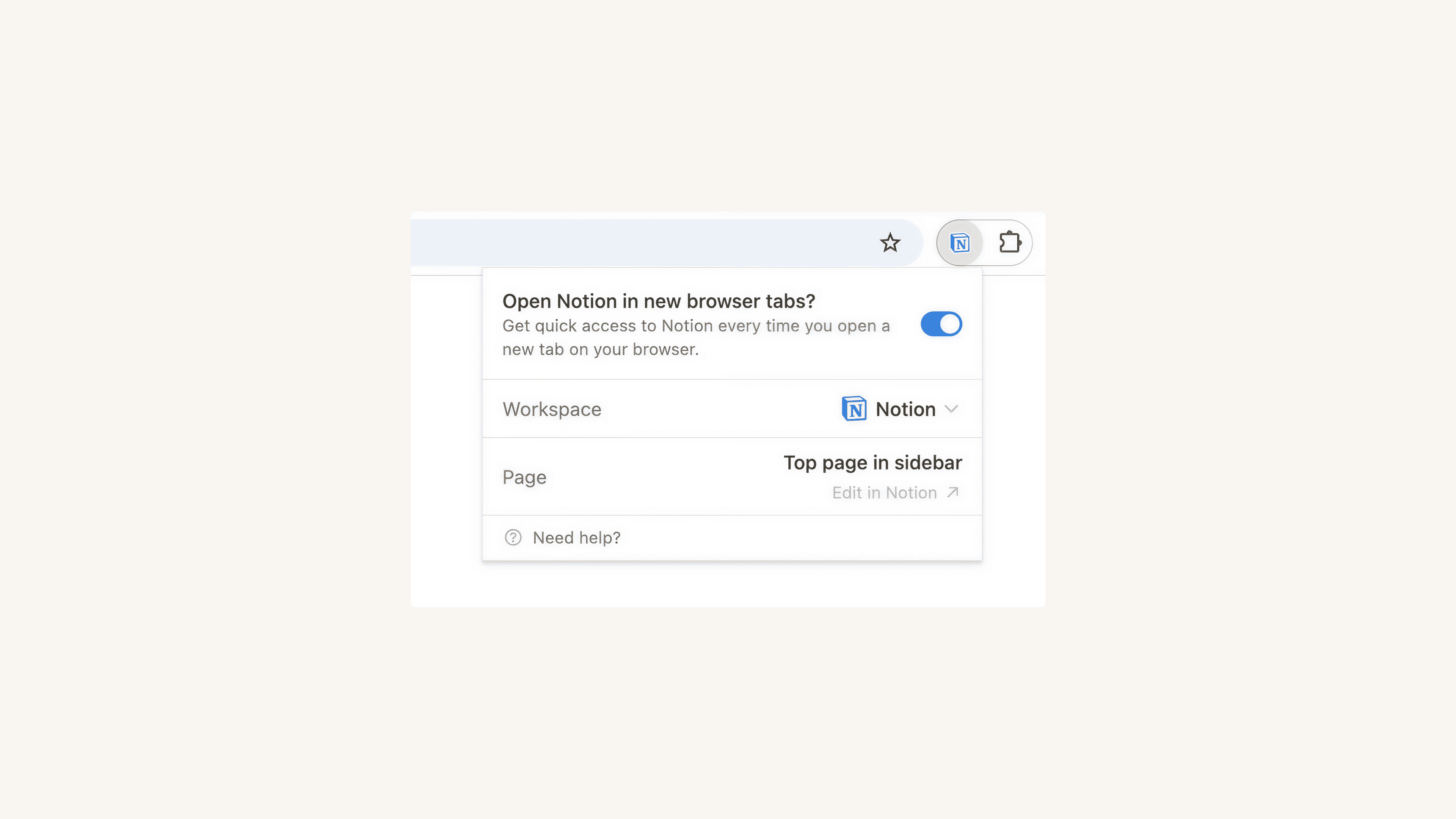 hc: notion new tab hero