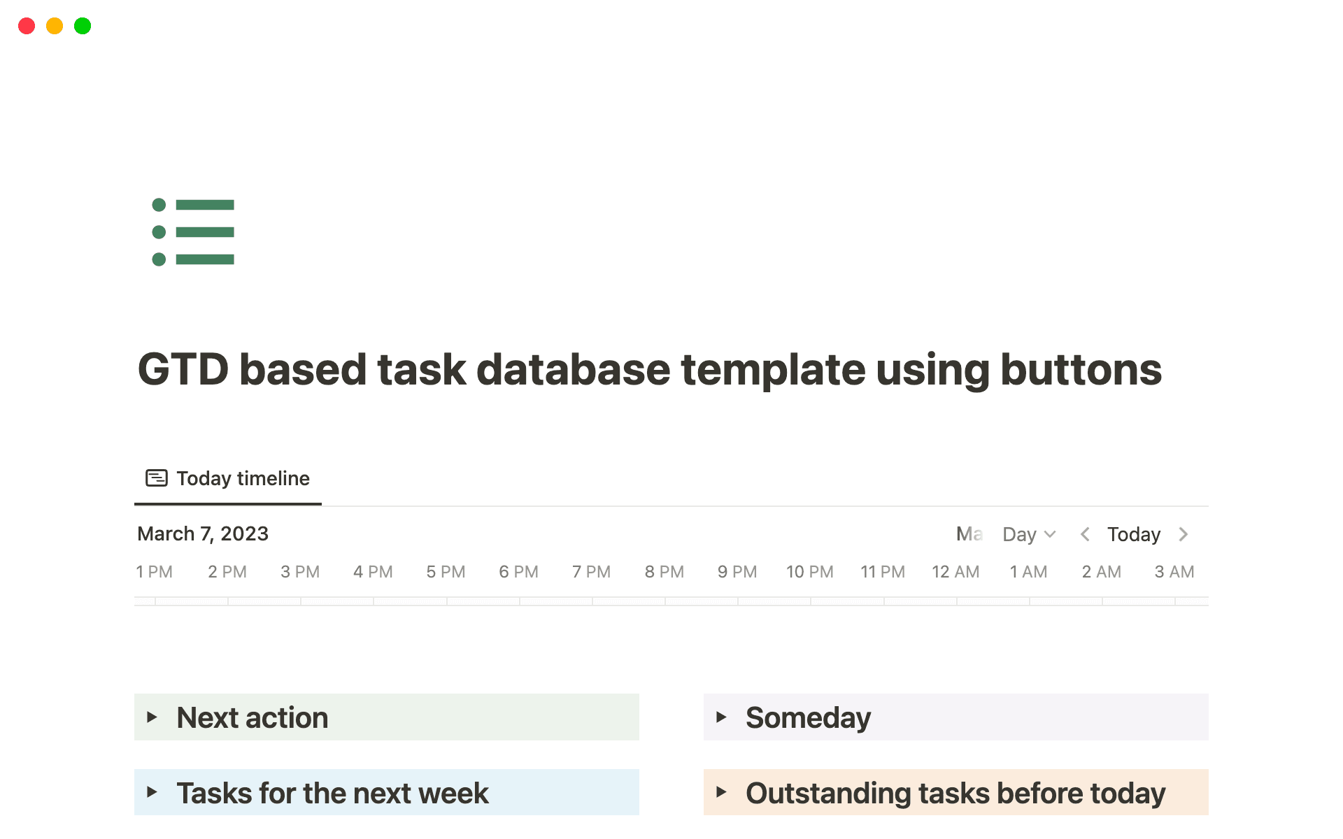 based task database on Notion