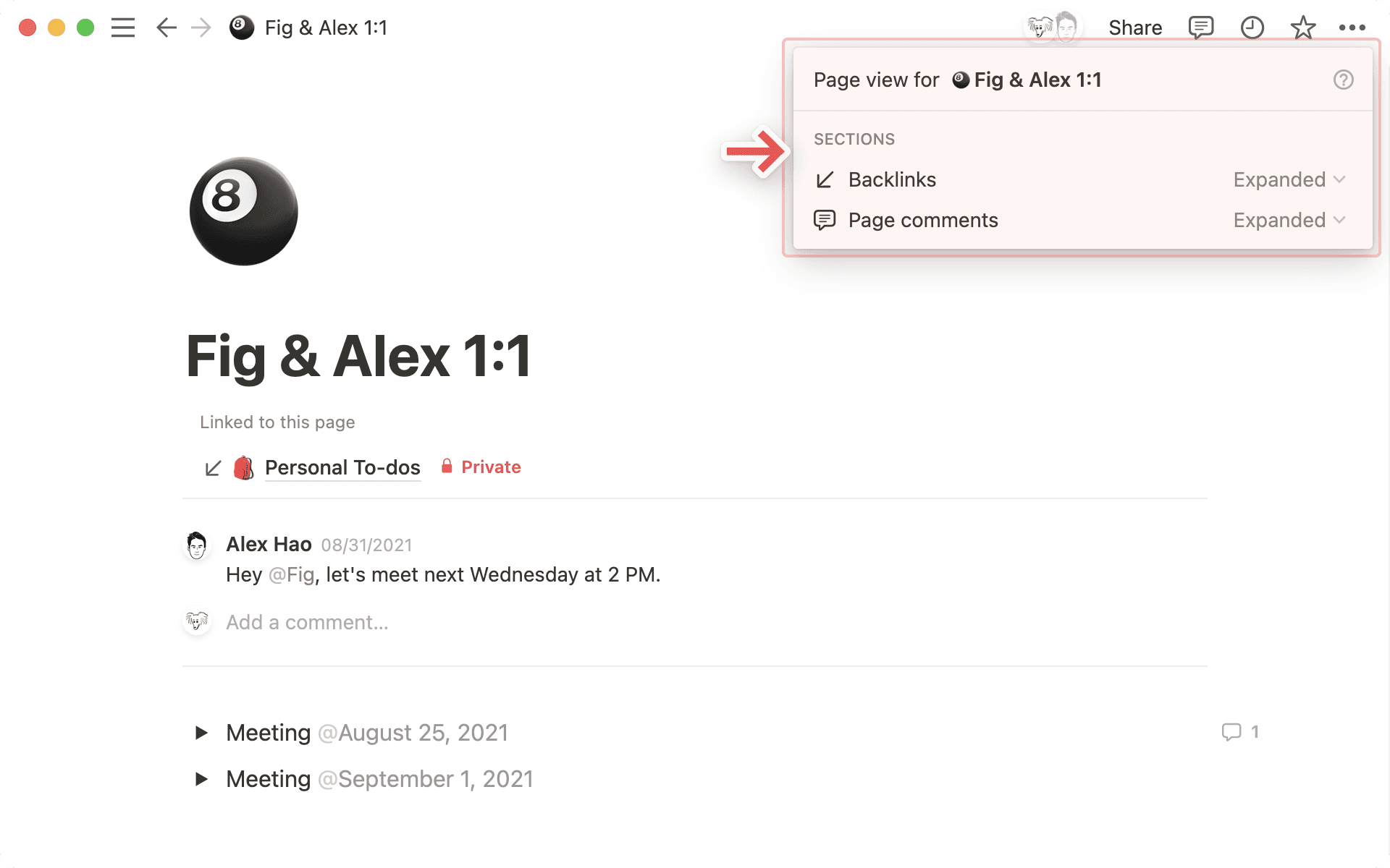 Tilpas tilbagelinks og kommentarer