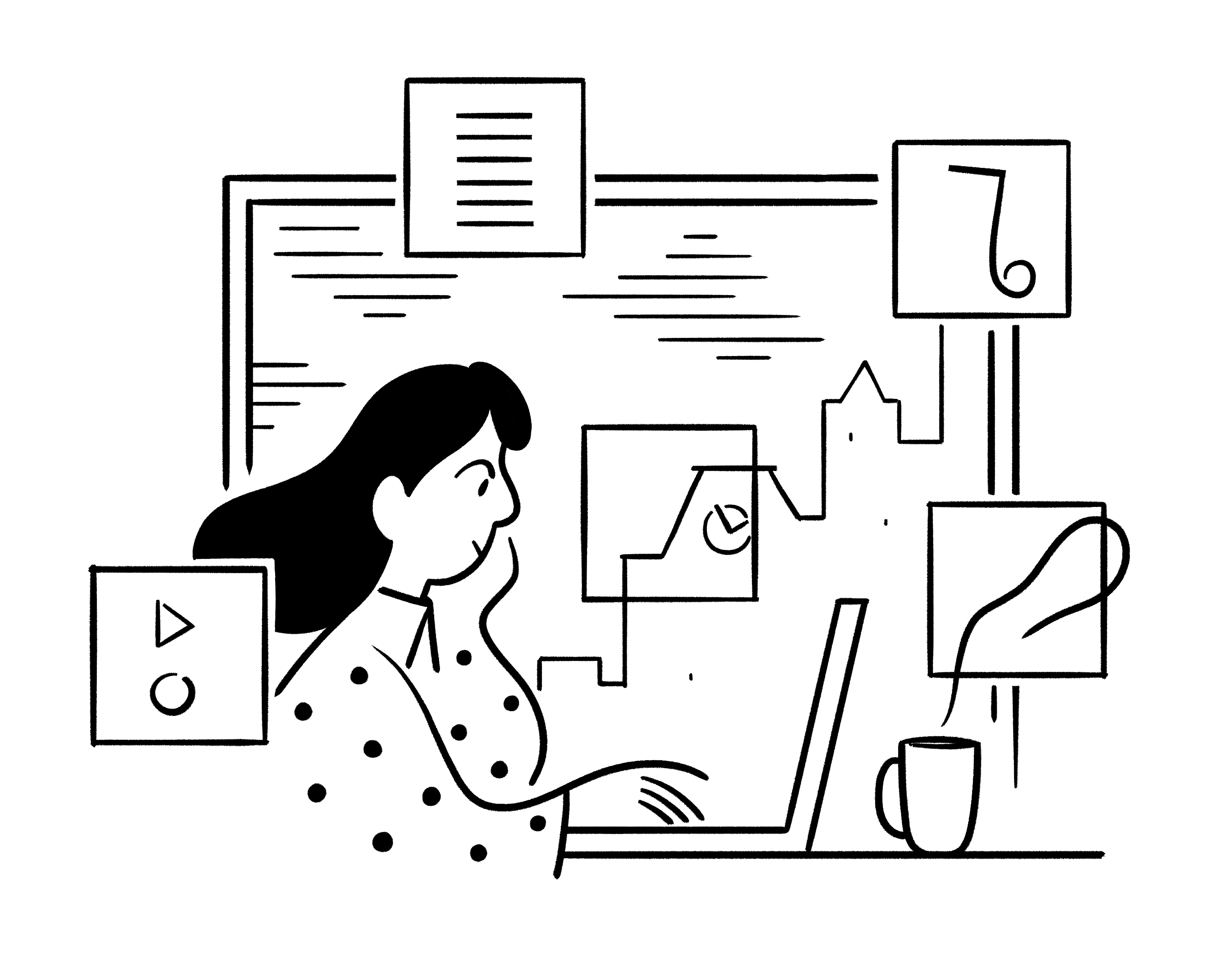 Femme saisissant des notes de réunion en ligne dans Notion sur un ordinateur portable