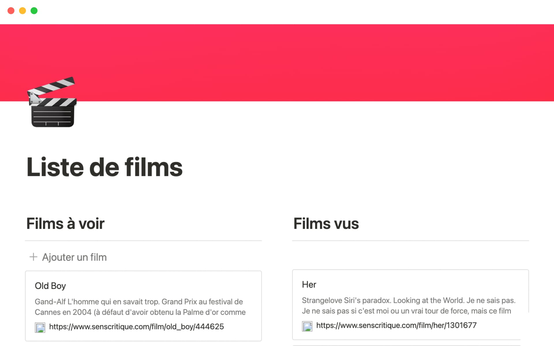 Movies list template
