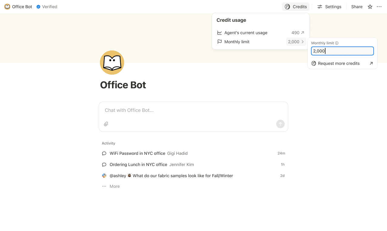 HC: set credit limit