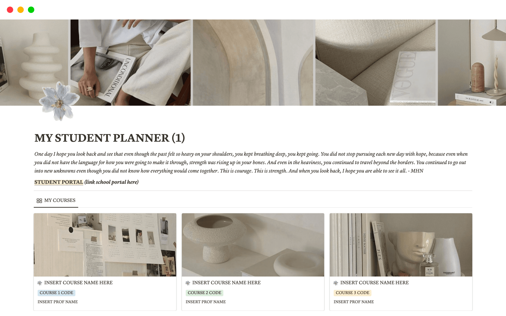 A template preview for MY STUDENT PLANNER