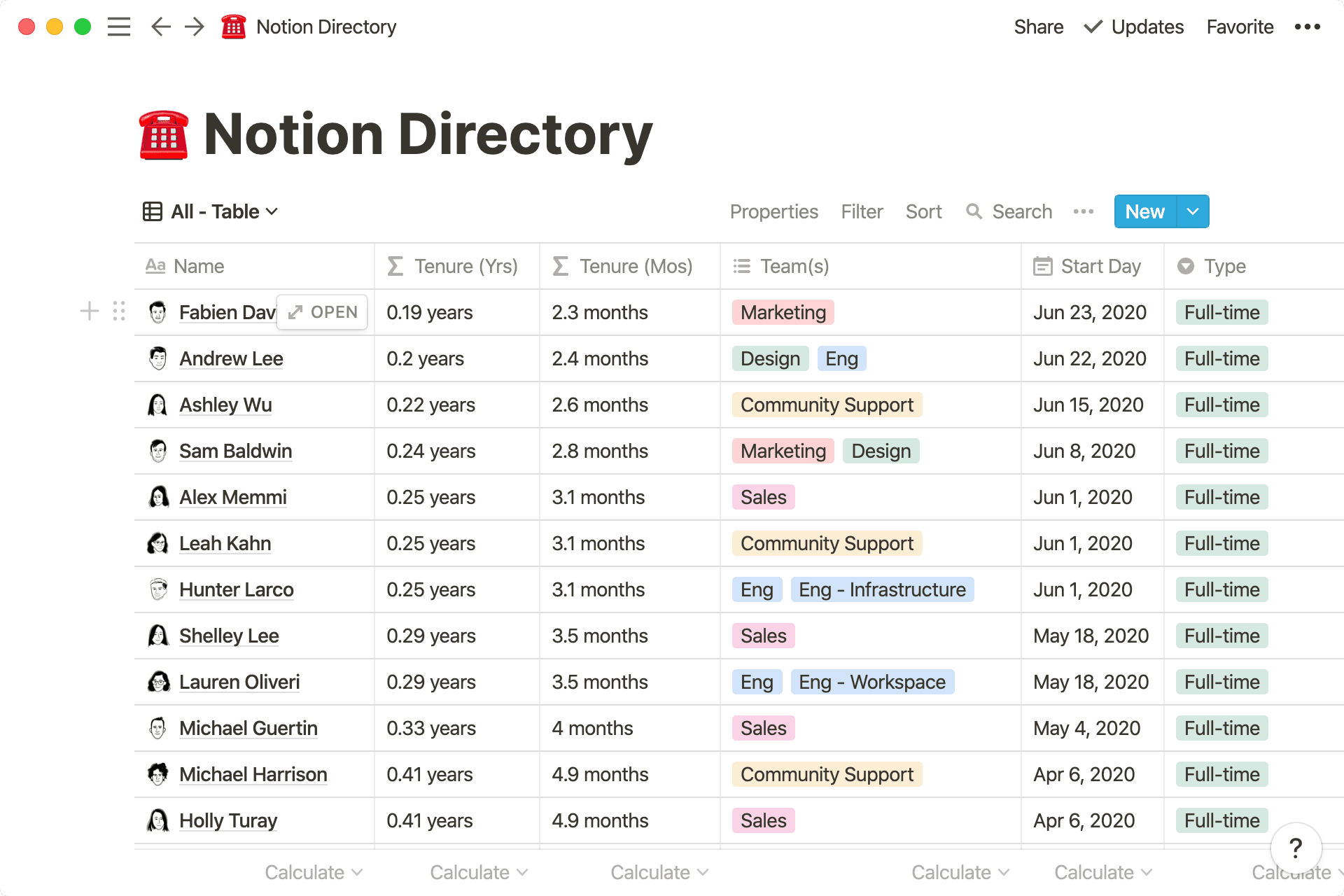 Use Notion to create an employee directory and manage staff