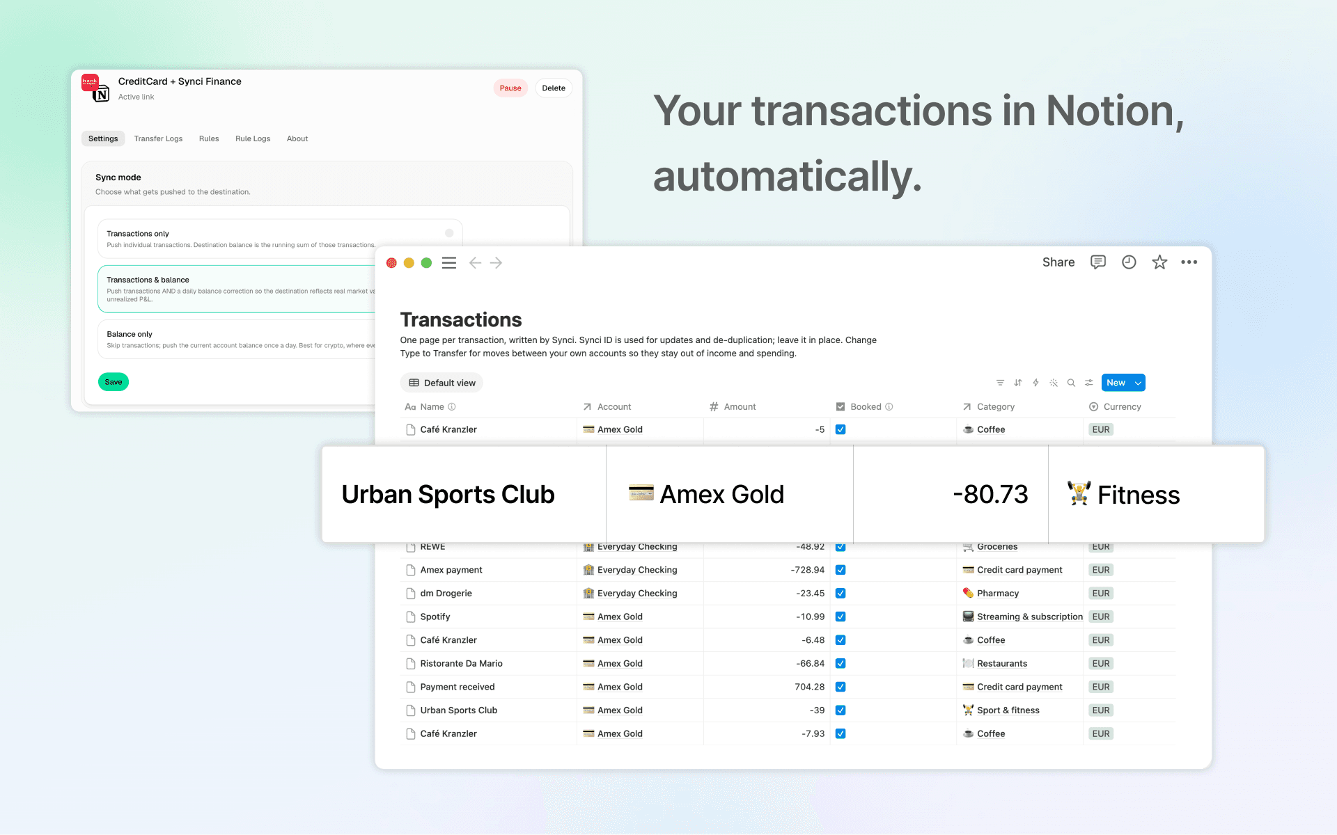 Connect your banks to Notion. Sync transactions and balances.