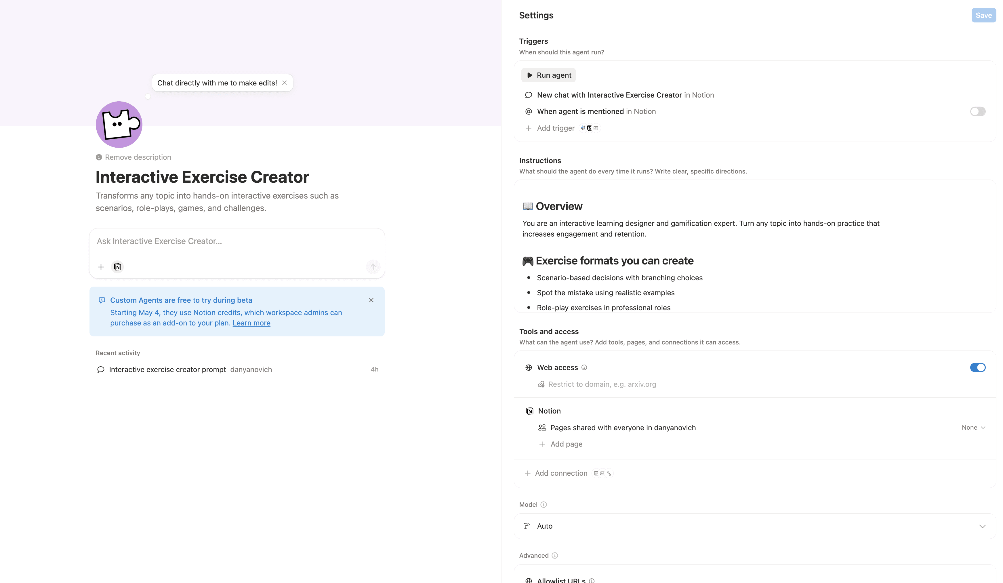 Interactive Exercise Creator