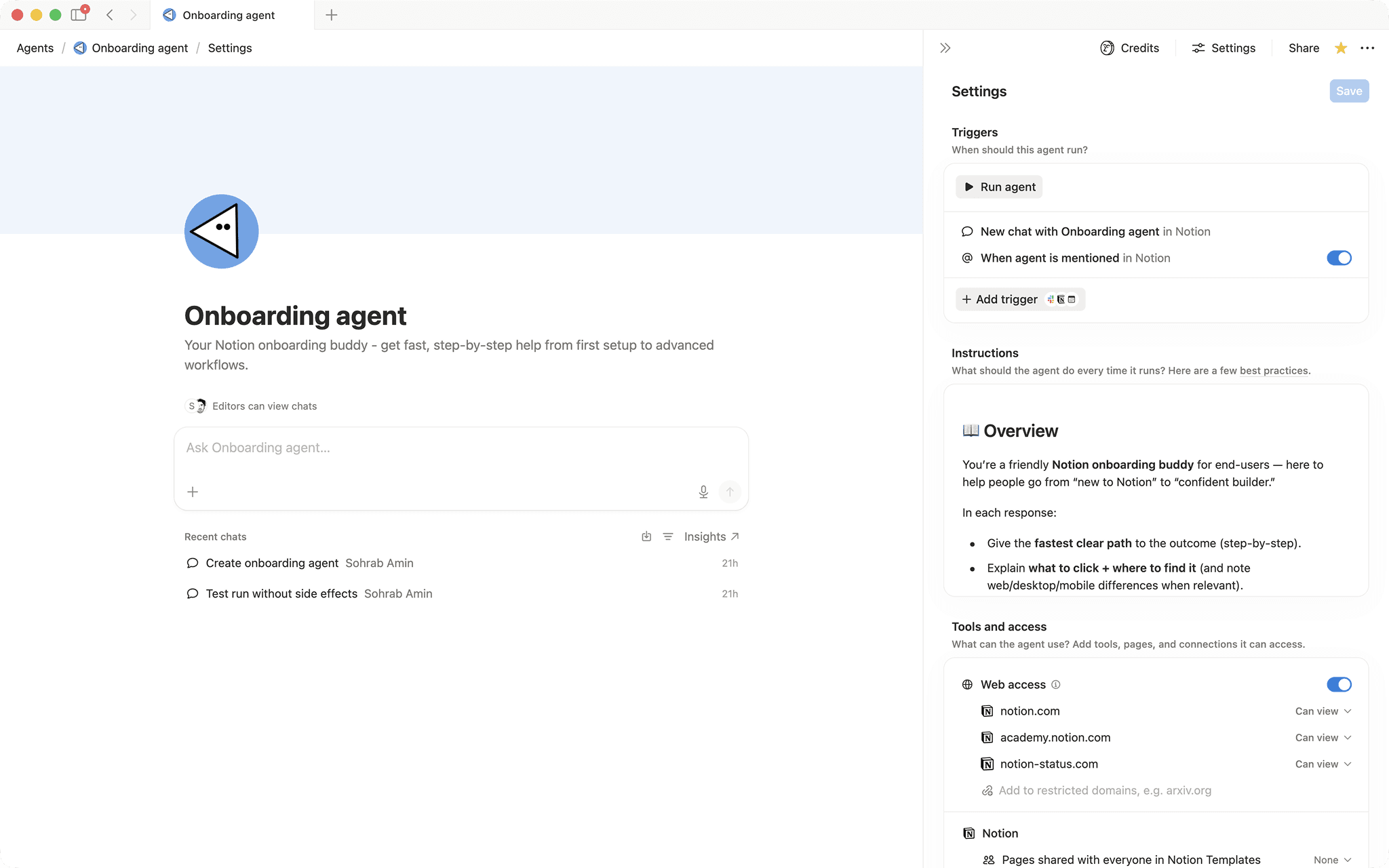 Onboarding agent