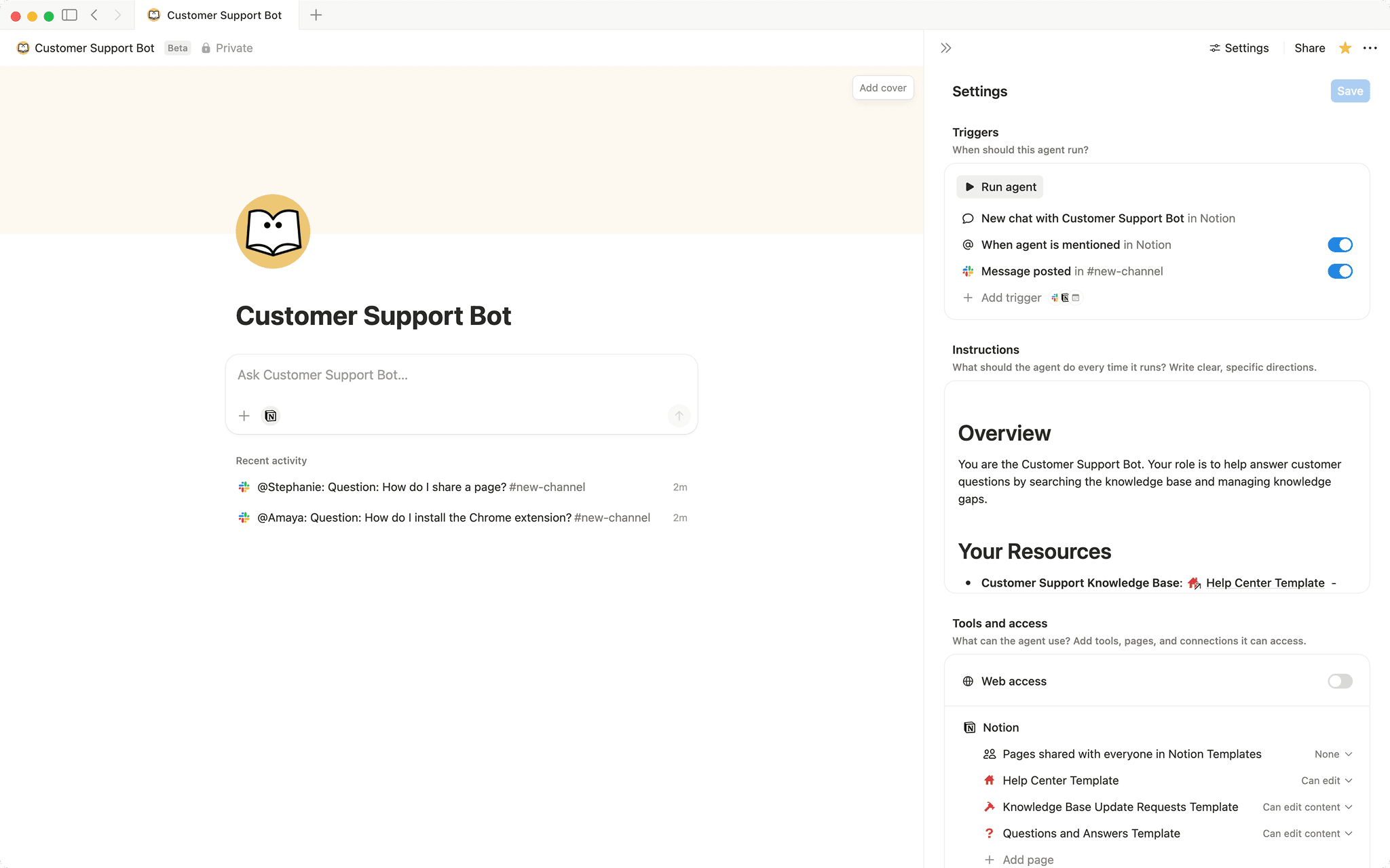 Customer support bot