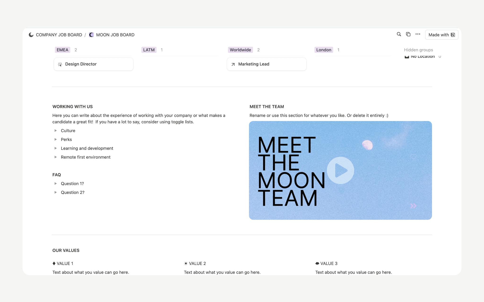 Company Job Board Template by Ops Bae Notion Marketplace