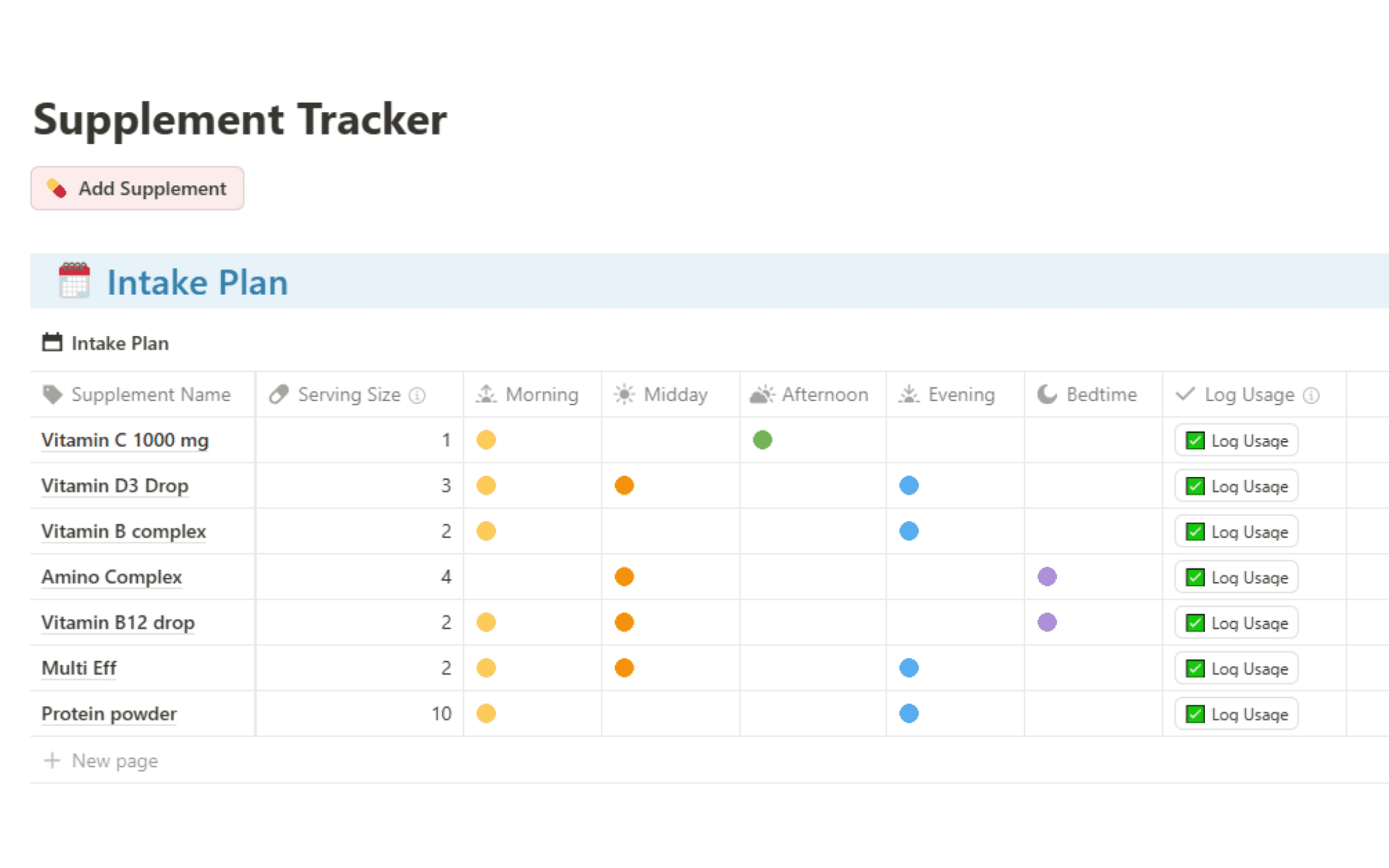 Notion Supplement Tracking