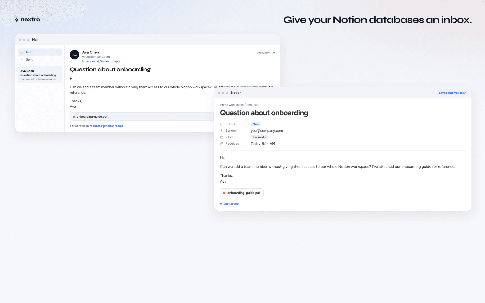 Give your Notion databases an inbox.