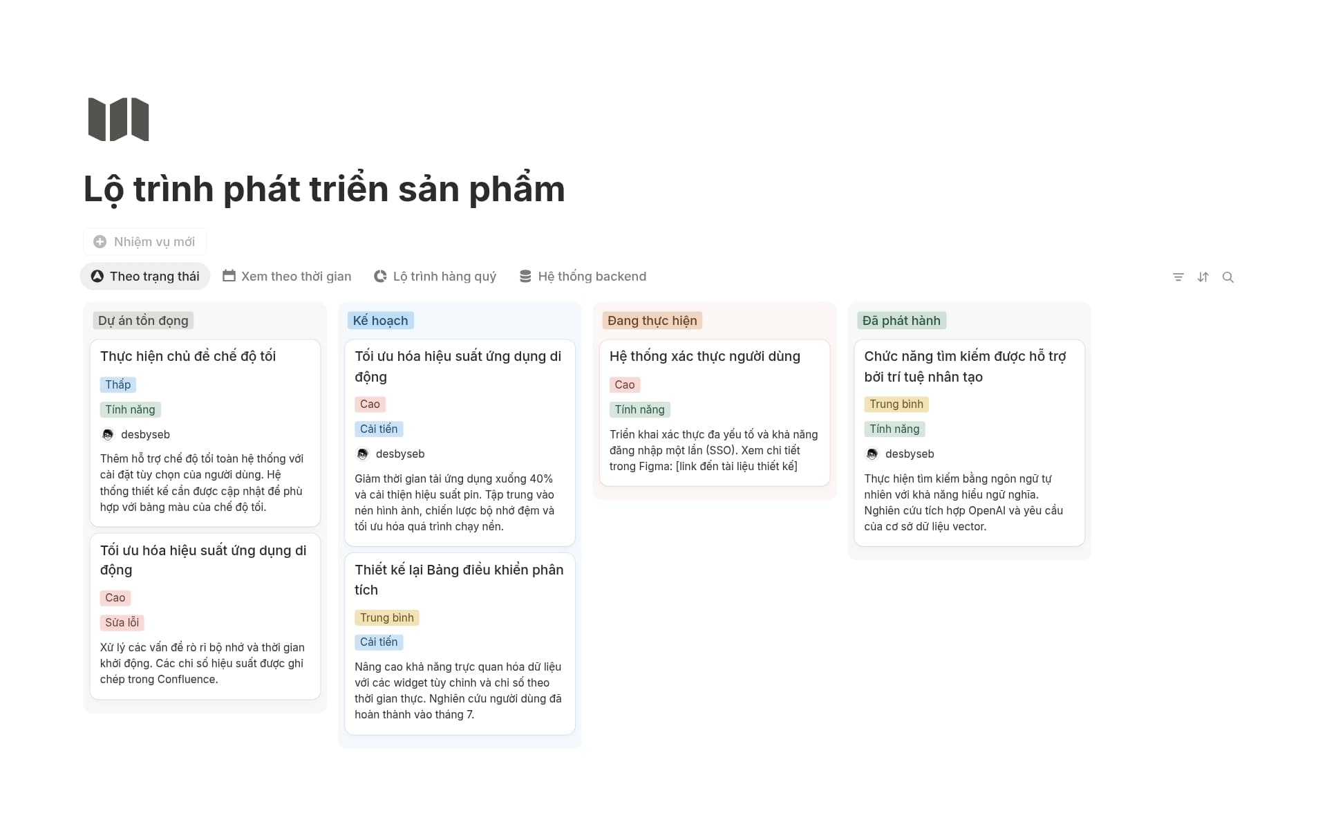 giao diện Notion desktop