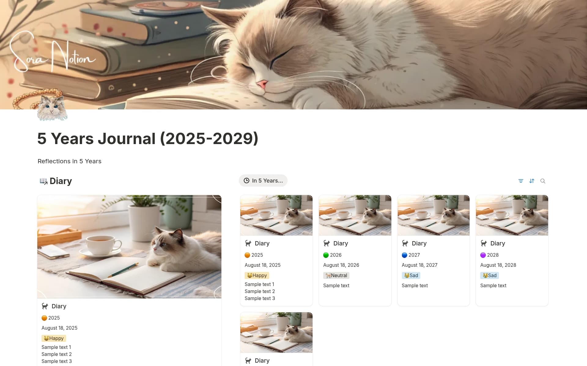 A template preview for 5 Years Journal (2025-2029)