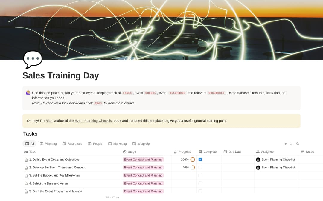 Sales Training Day Planning Checklist preview