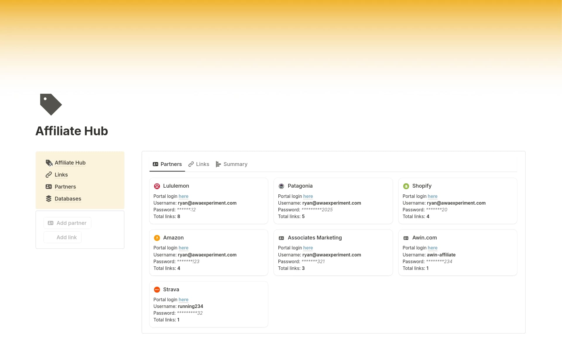 A template preview for Affiliate Hub