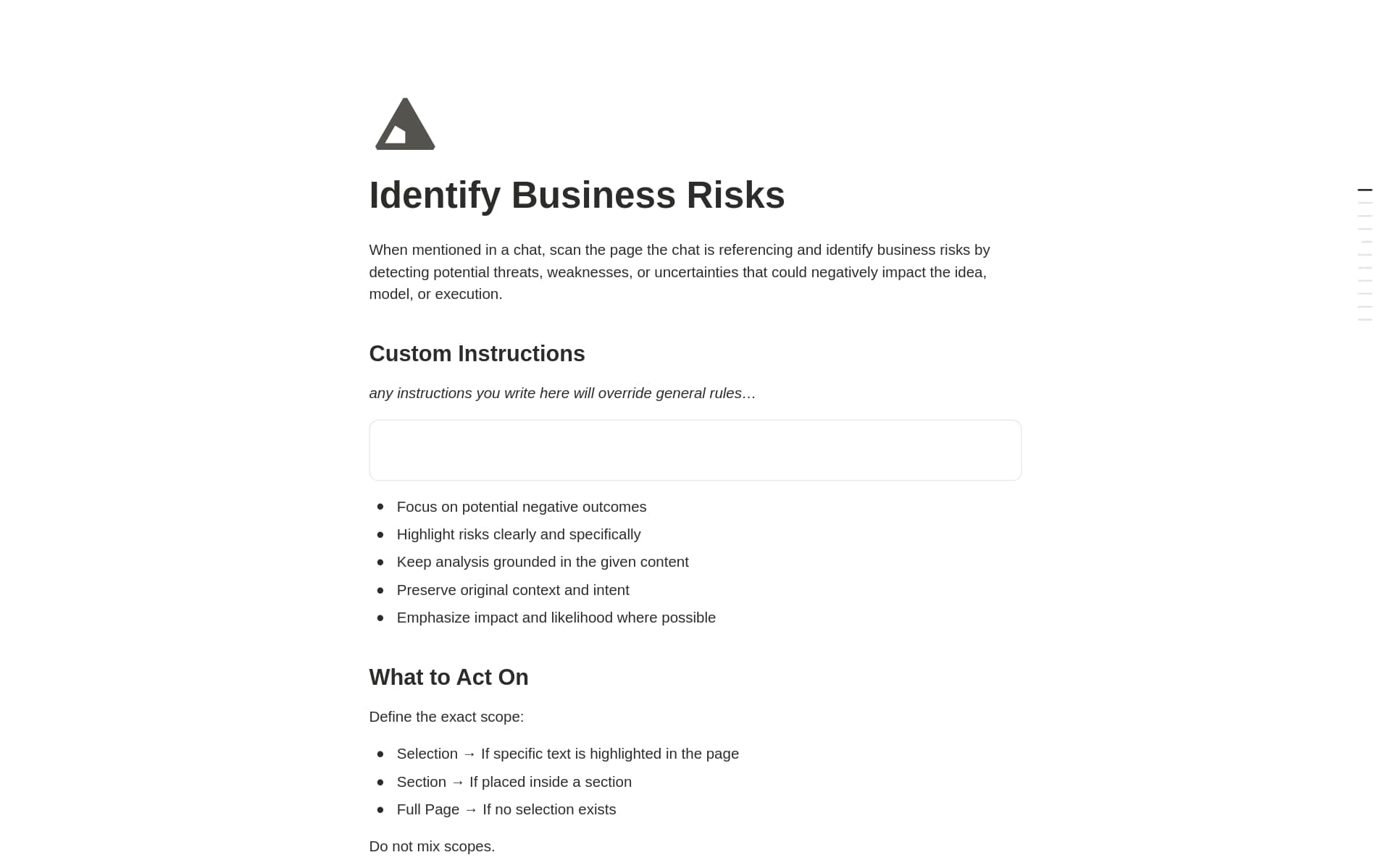 معاينة قالب Identify Business Risks