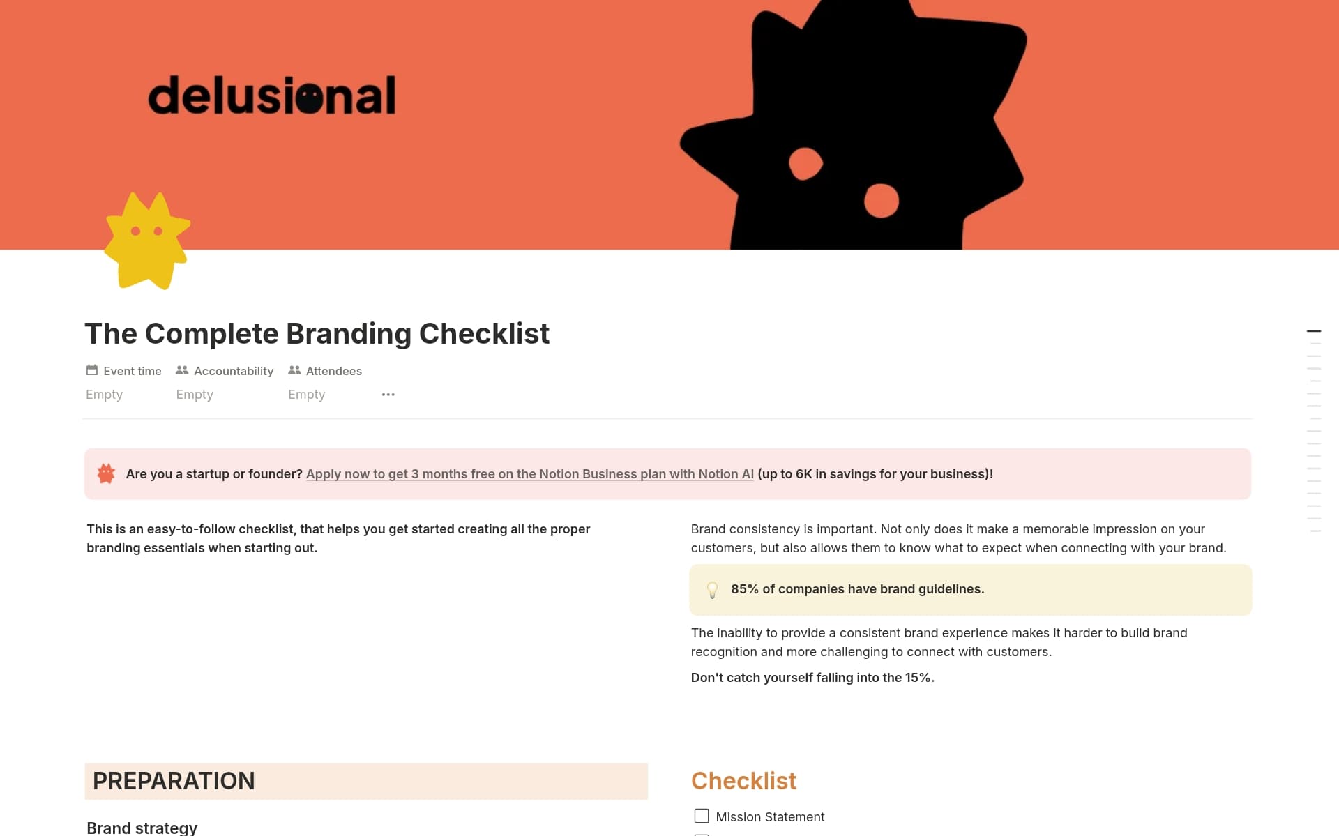 A template preview for The Complete Branding Checklist