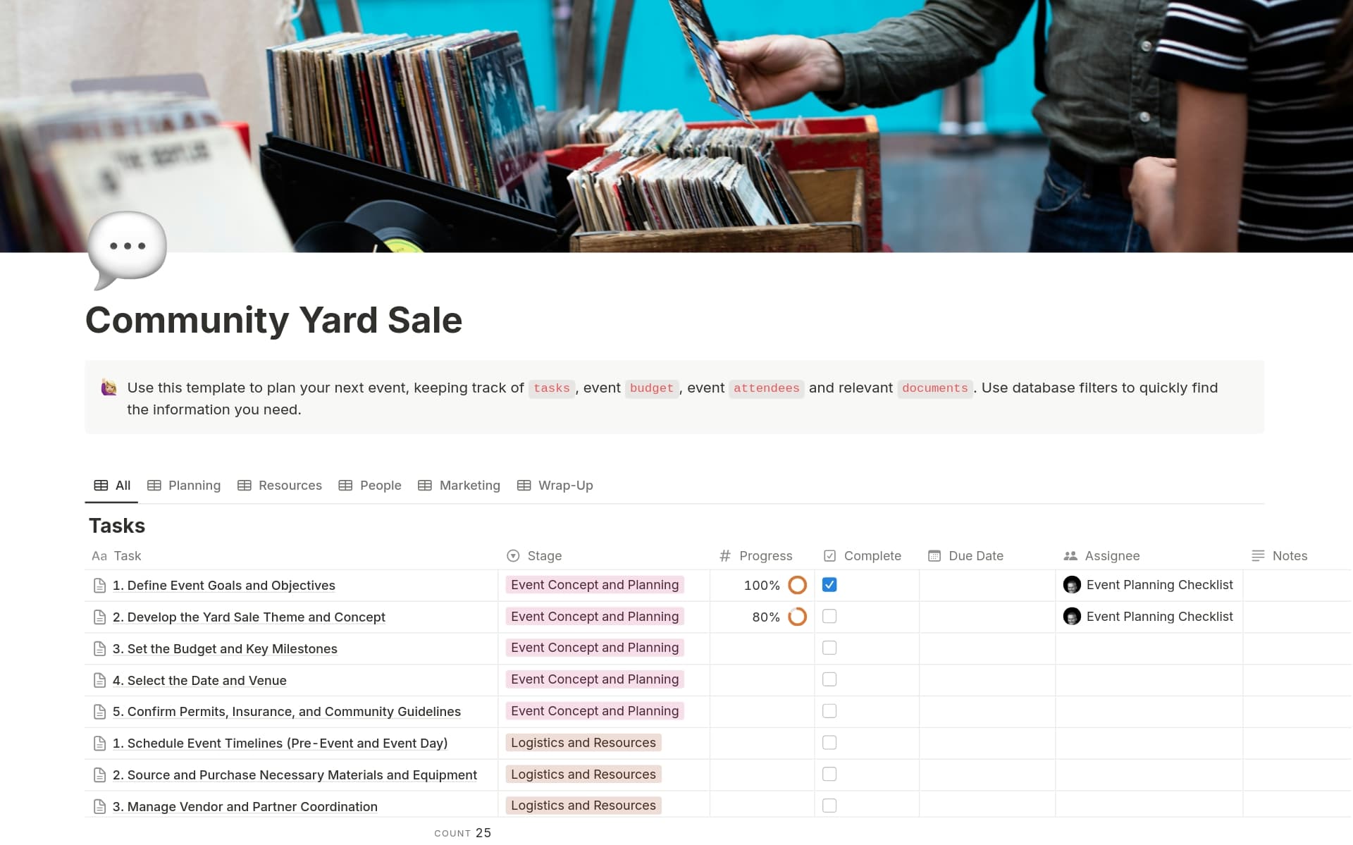 A template preview for Community Yard Sale