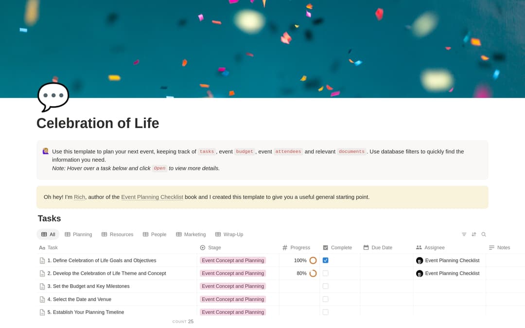Celebration of Life Planning Checklist preview