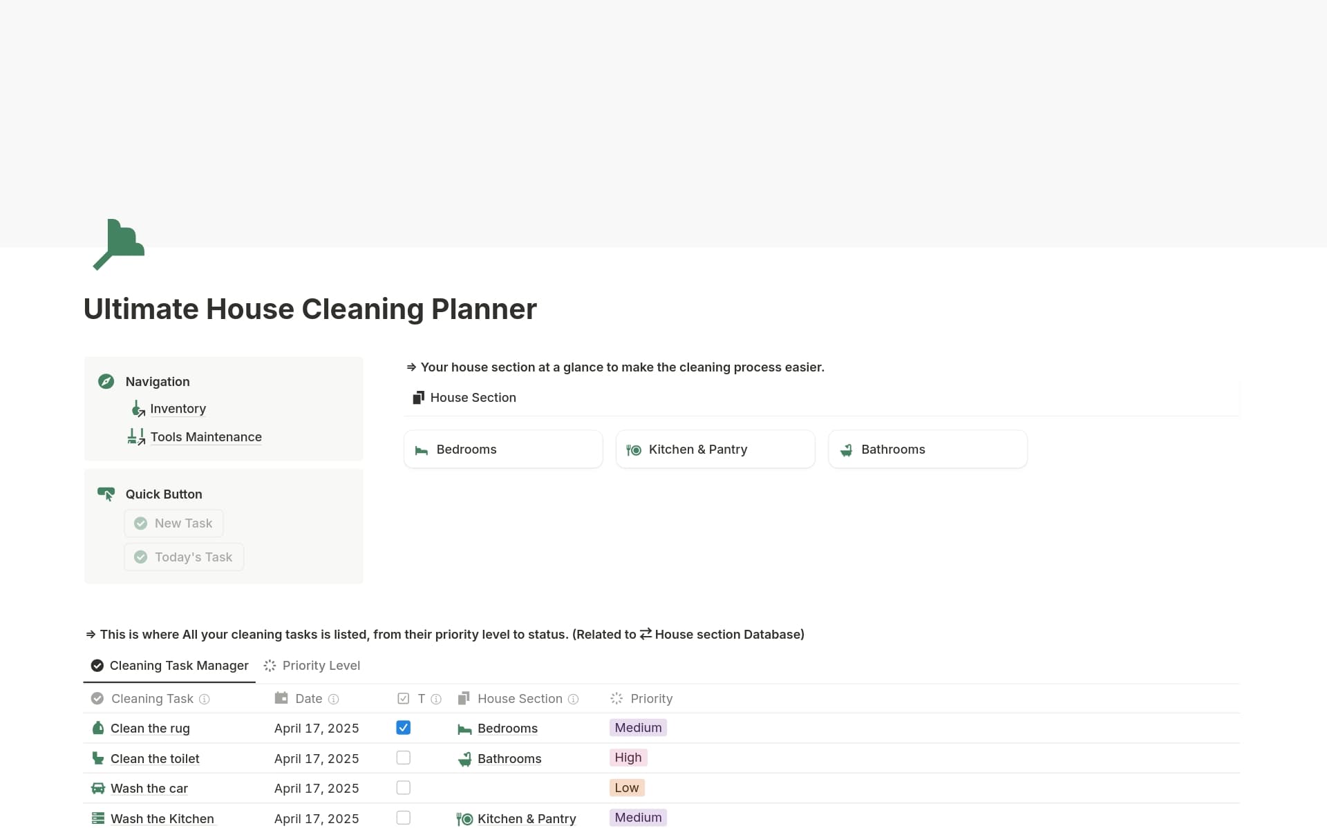 A template preview for Ultimate House Cleaning Planner