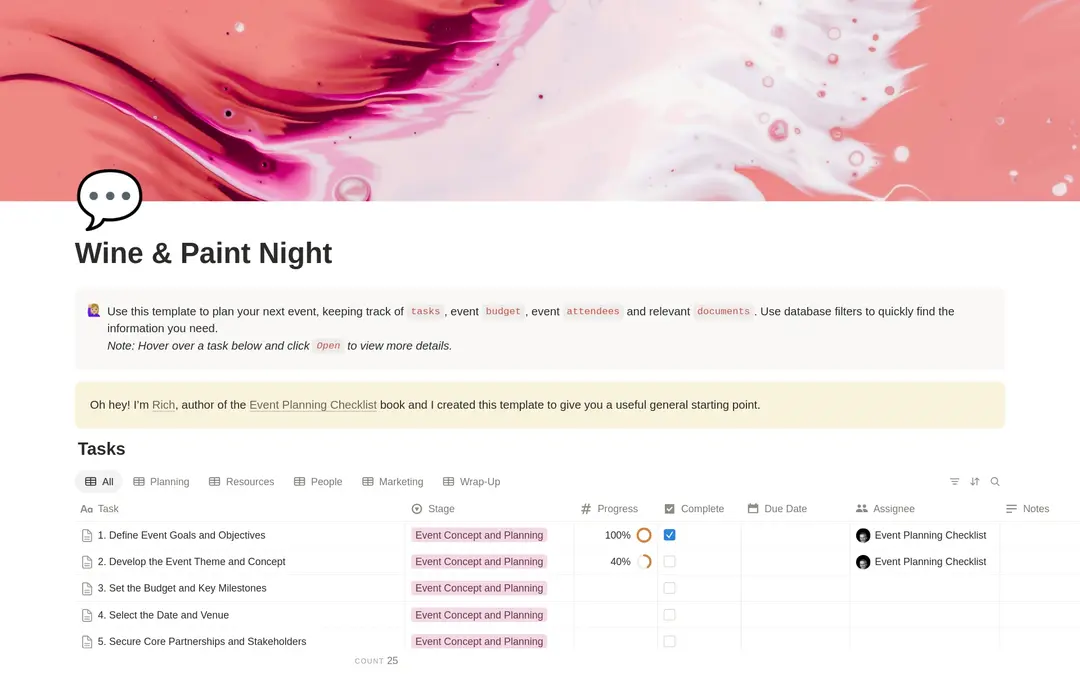 Wine & Paint Night Planning Checklist preview