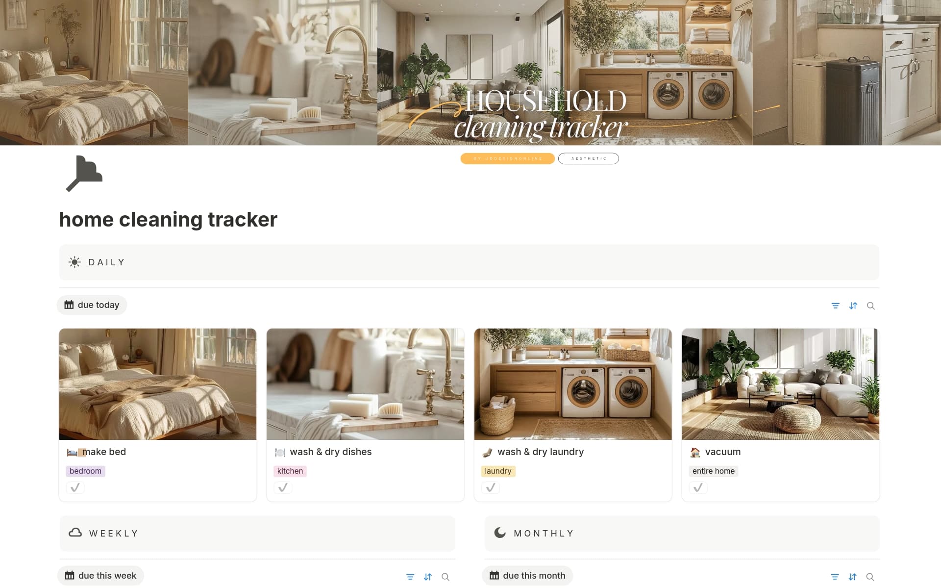 A template preview for household cleaning tracker