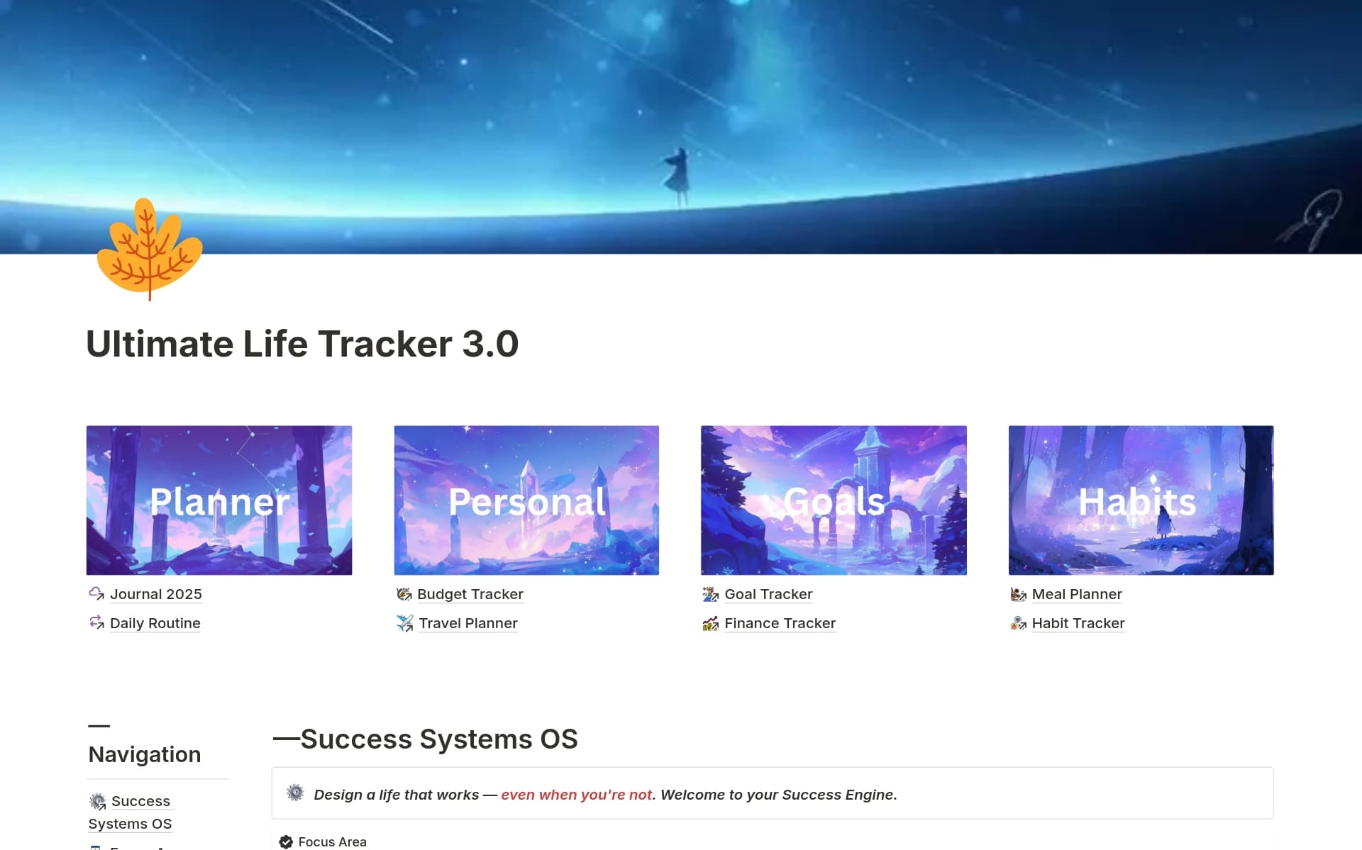 A template preview for Ultimate Life Tracker 3.0