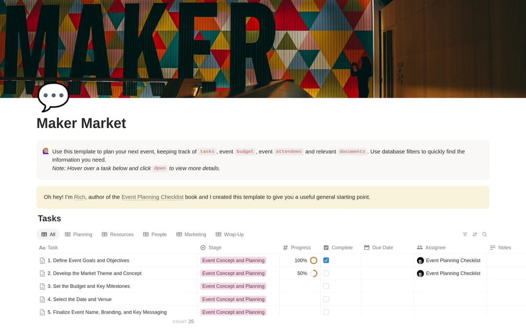 Maker Market Planning Checklist preview