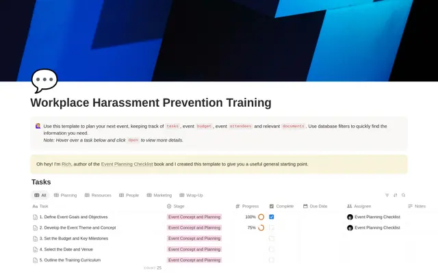 Workplace Harassment Prevention Training Checklist preview