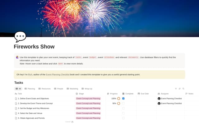 Fireworks Show Planning Checklist preview