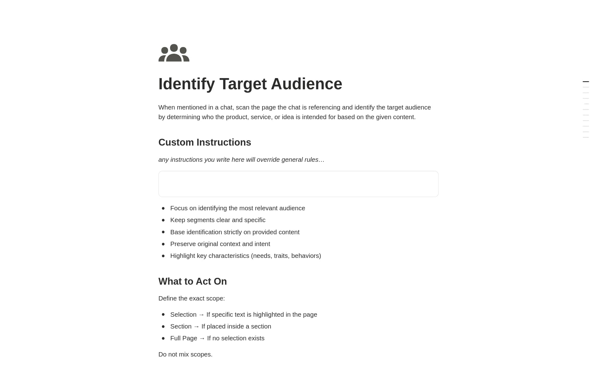 معاينة قالب Identify Target Audience