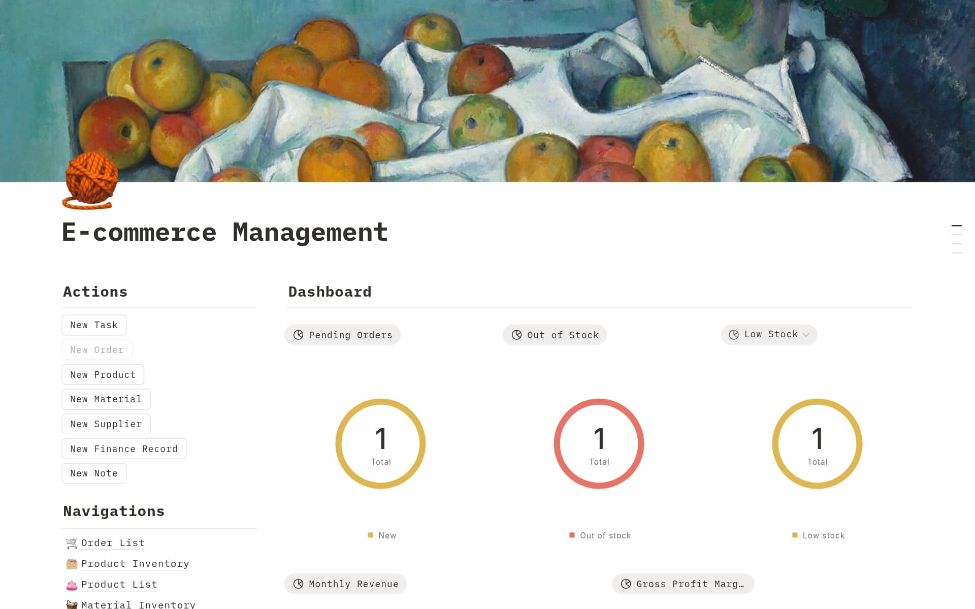 A template preview for E-commerce Management