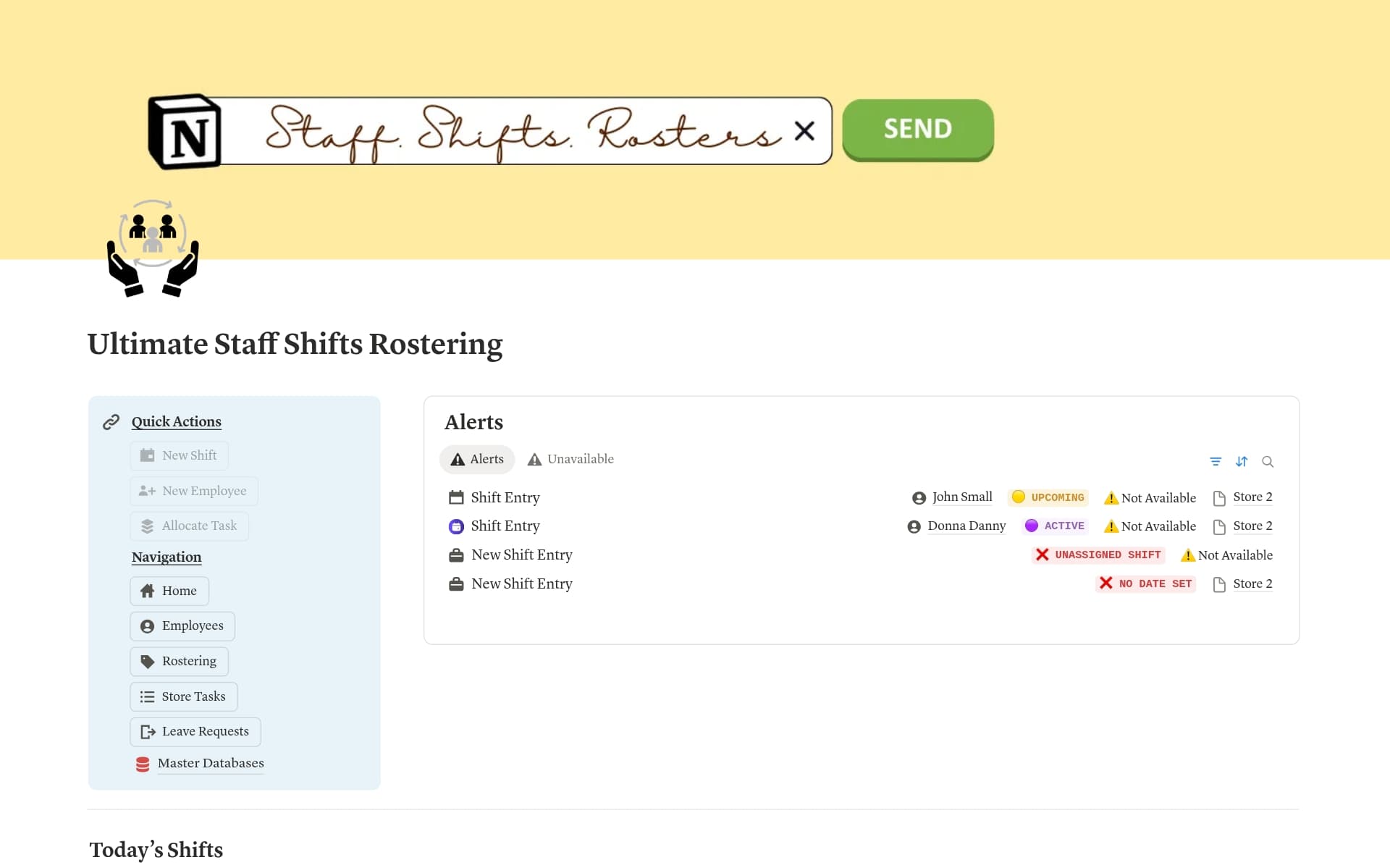 A template preview for Ultimate Staff Shifts Rostering & Manager