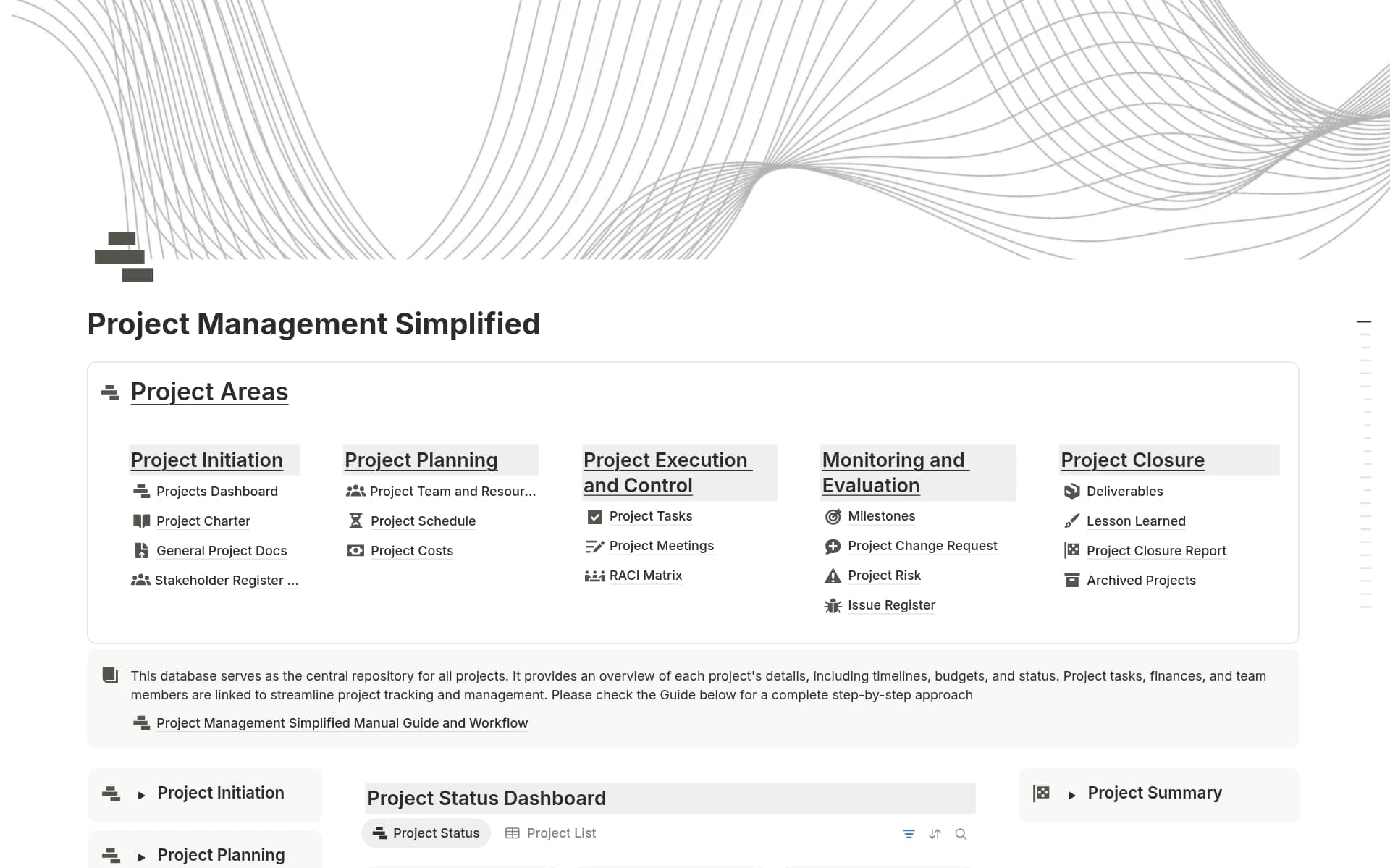 A template preview for Project Management Simplified