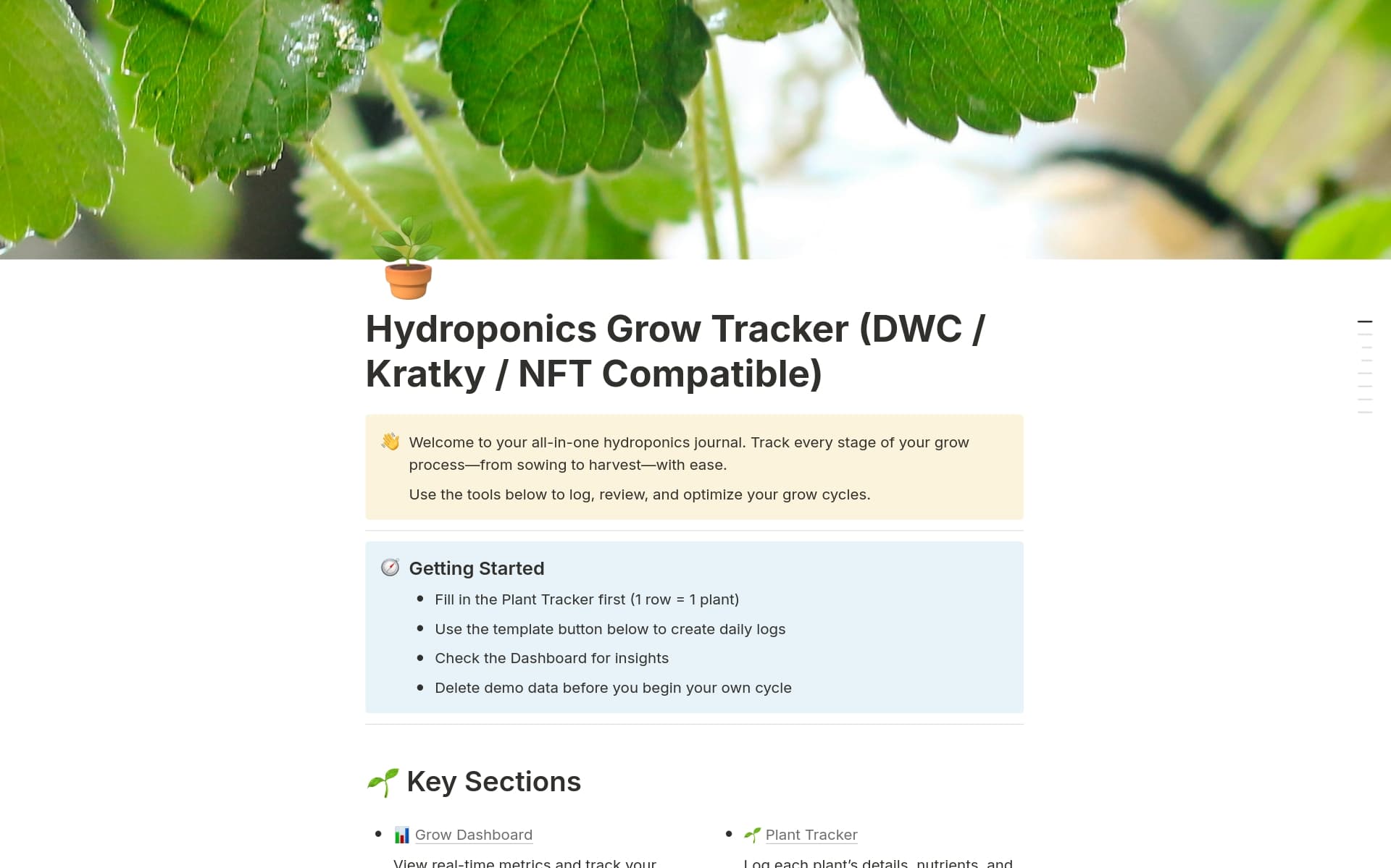 Hydroponic Garden Log & Tracker