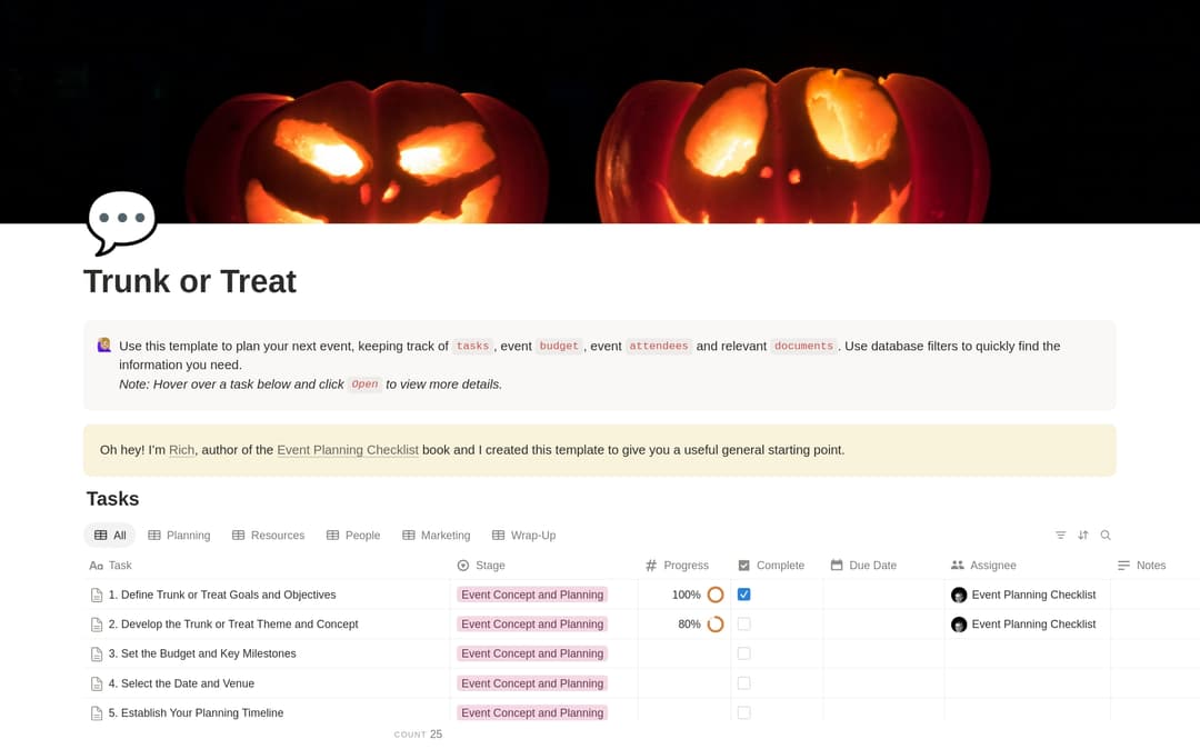 Trunk or Treat Planning Checklist preview