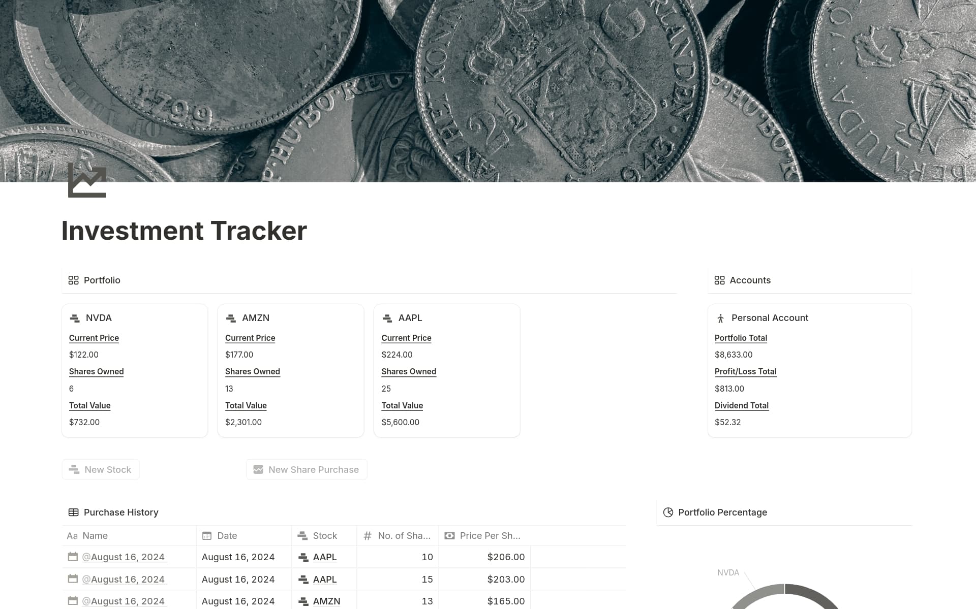 Screenshot of Track your wealth, your way collection by Notion