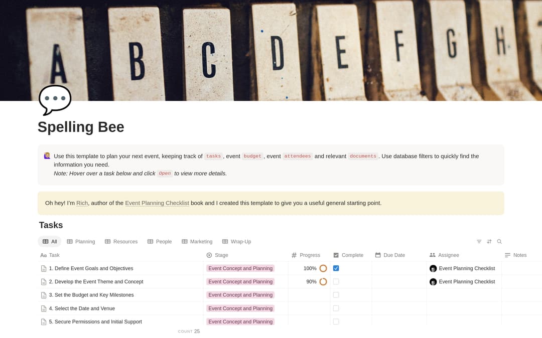 Spelling Bee Planning Checklist preview