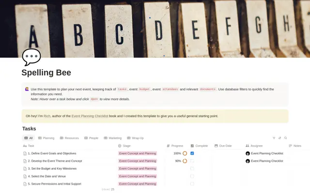 Spelling Bee Planning Checklist preview