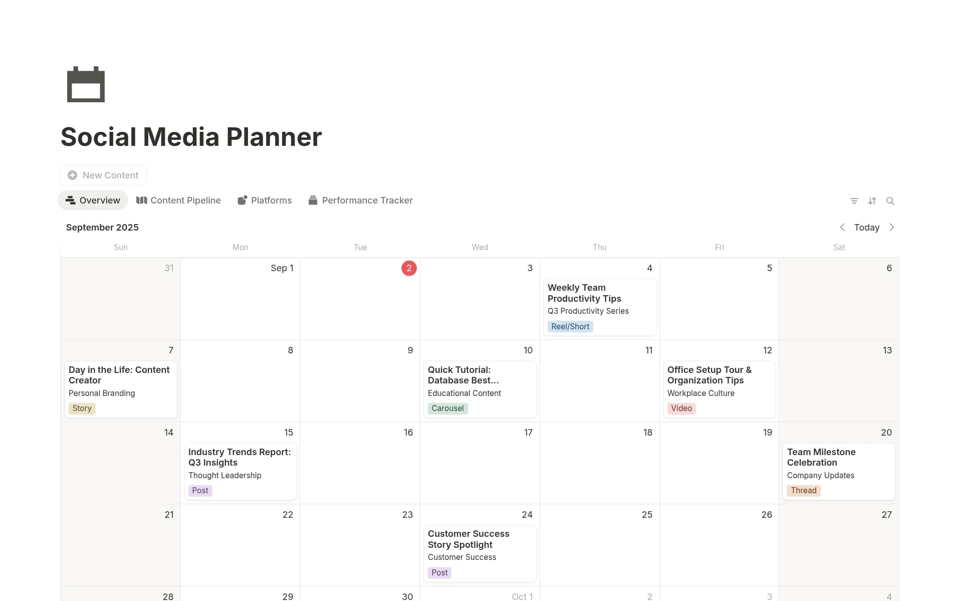 A template preview for Social Media Planner
