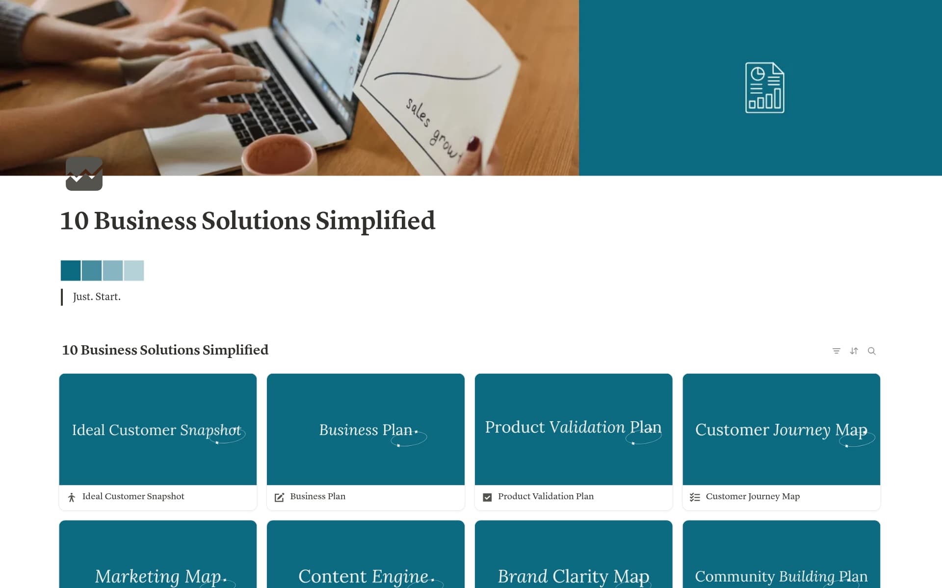 A template preview for 10 Business Solutions Simplified