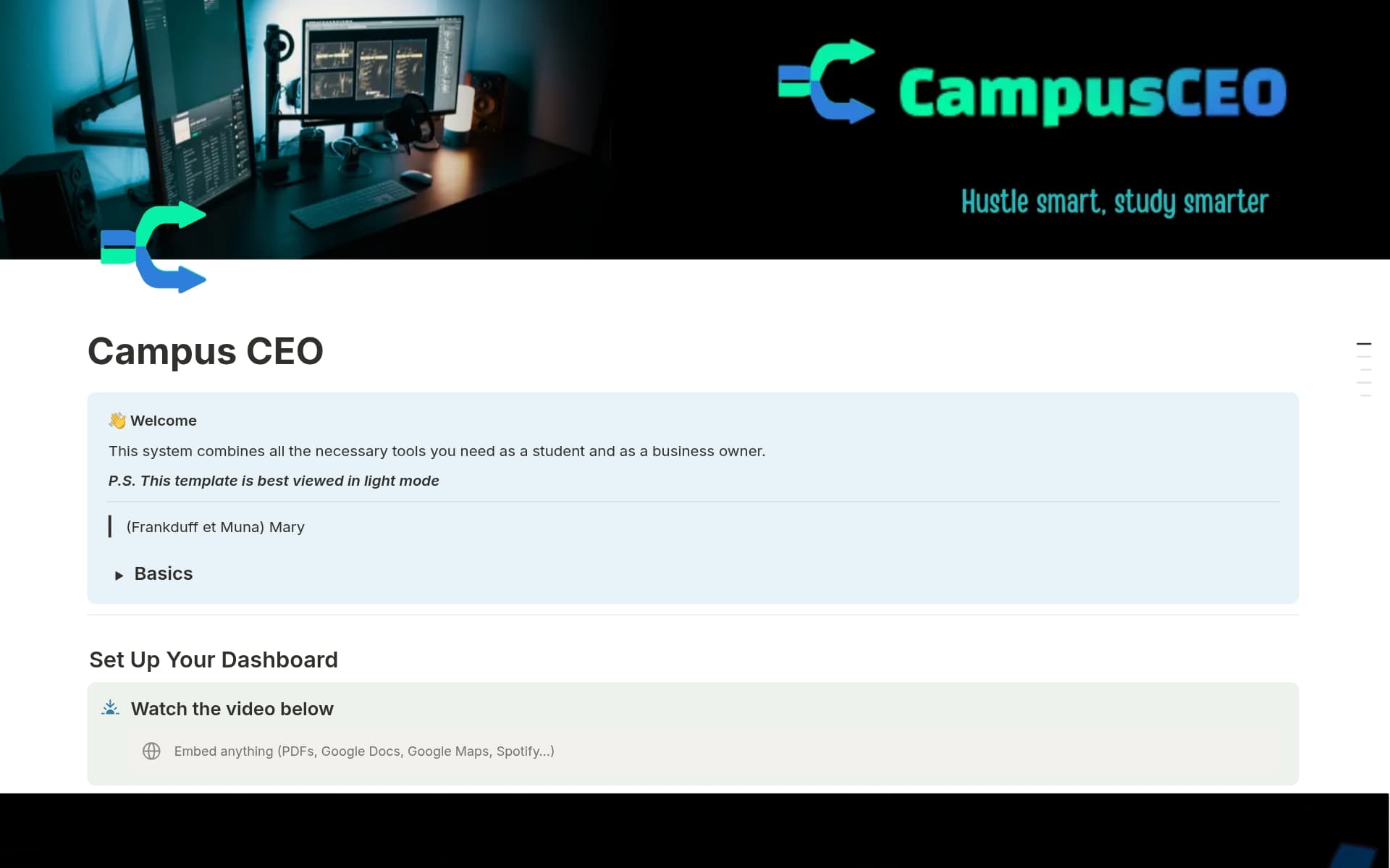 A template preview for Campus CEO