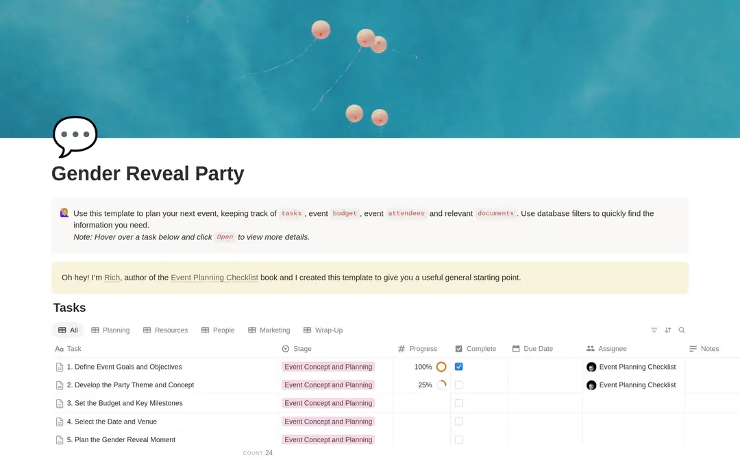 Gender Reveal Party Planning Checklist preview
