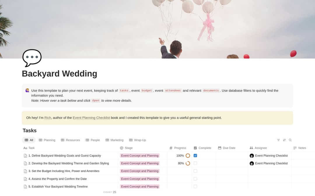 Backyard Wedding Planning Checklist preview