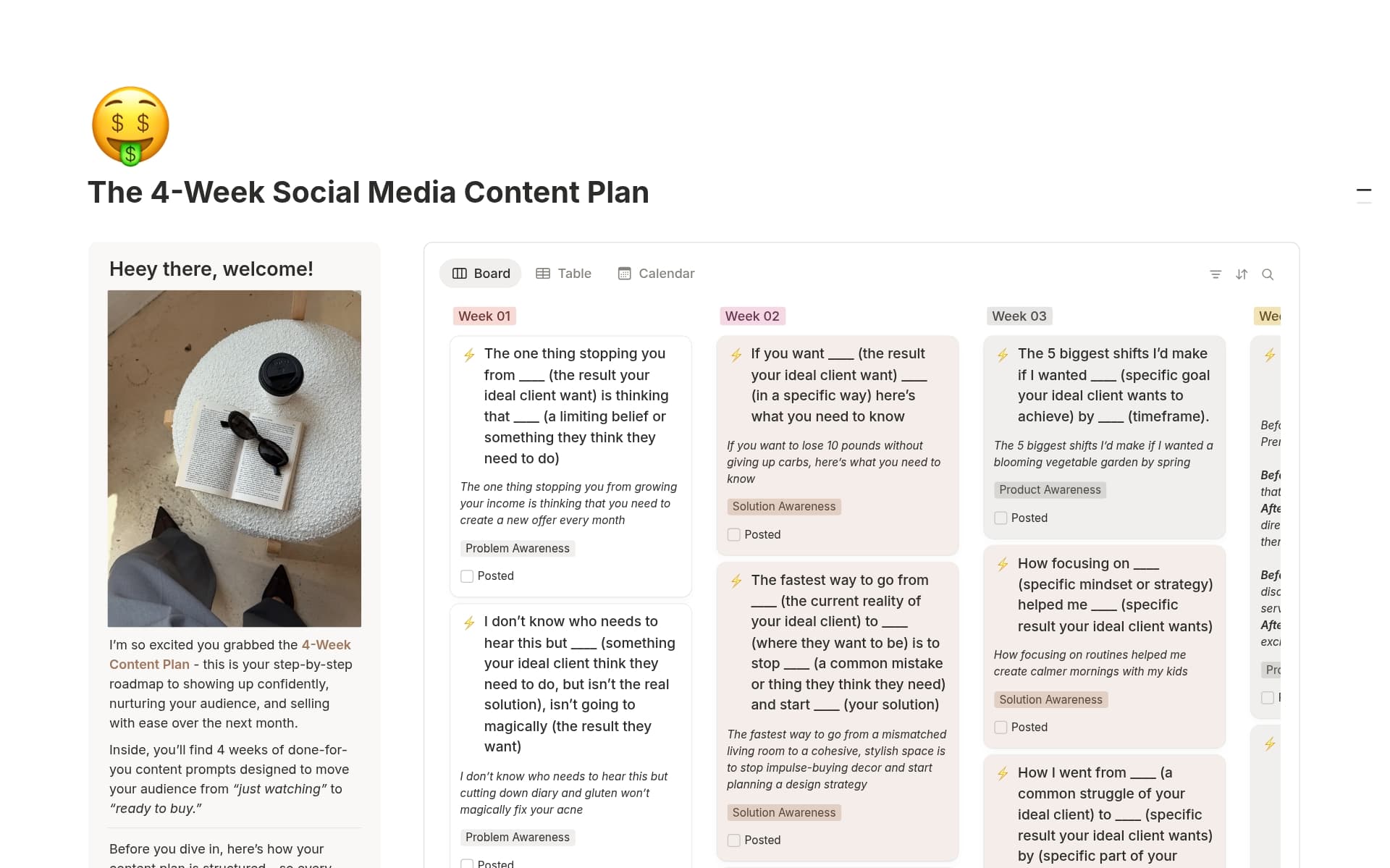 A template preview for 30-Day Social Media Content Plan That Sells