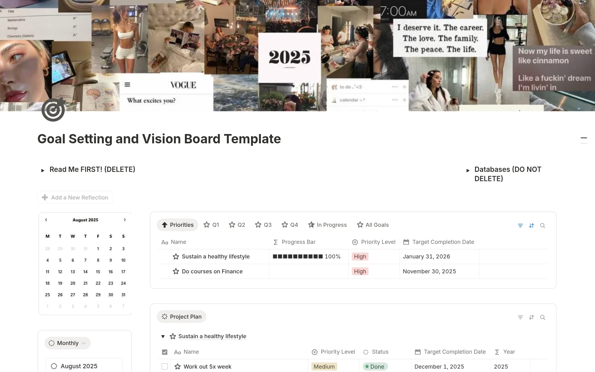 A template preview for Goal Planner 2026 | Vision Board & Goal Setting