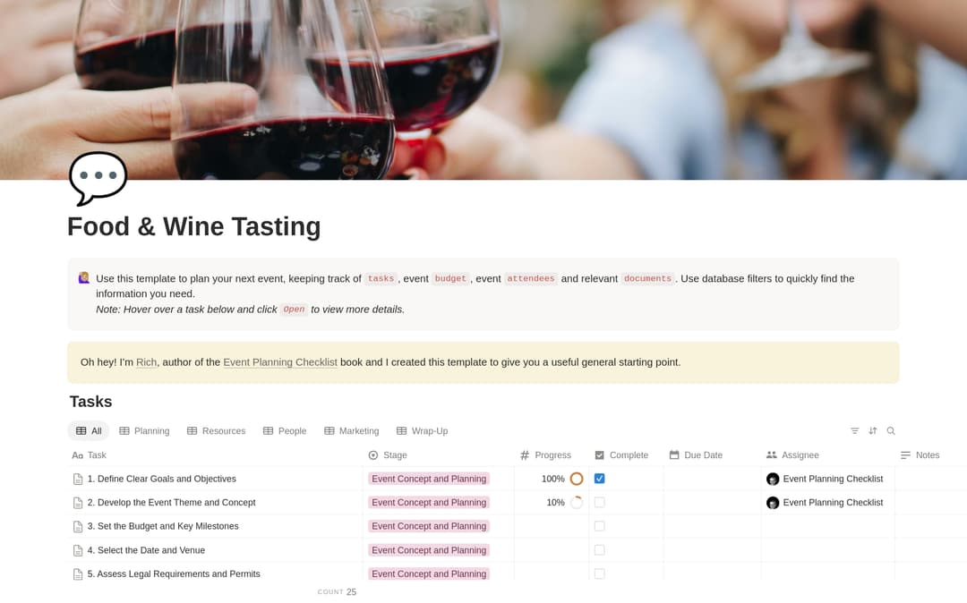Food & Wine Tasting Planning Checklist preview