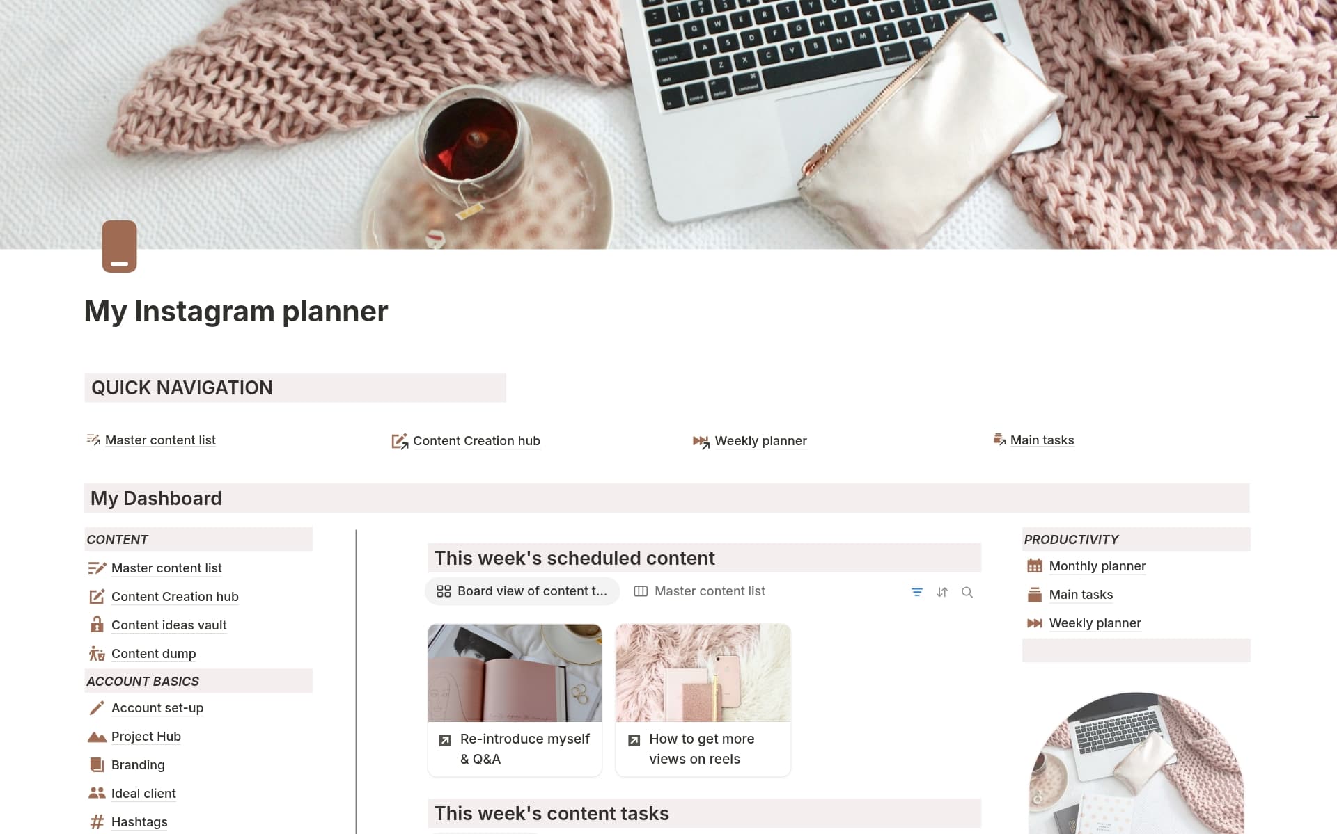 A template preview for Instagram planner