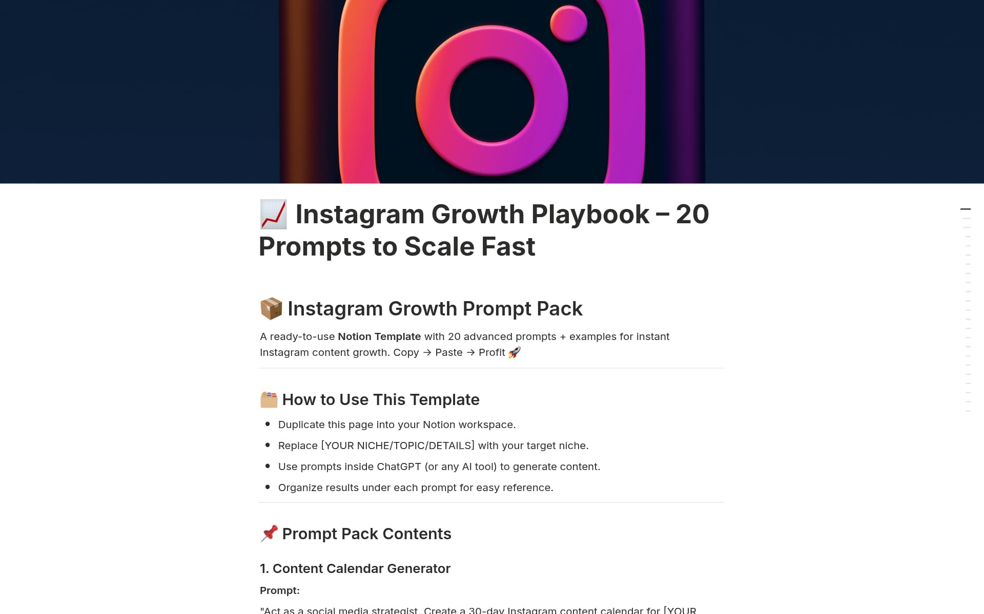 A template preview for Instagram Growth Playbook
