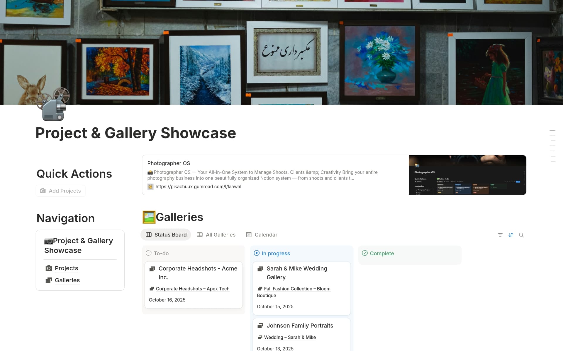 A template preview for Project & Gallery Showcase